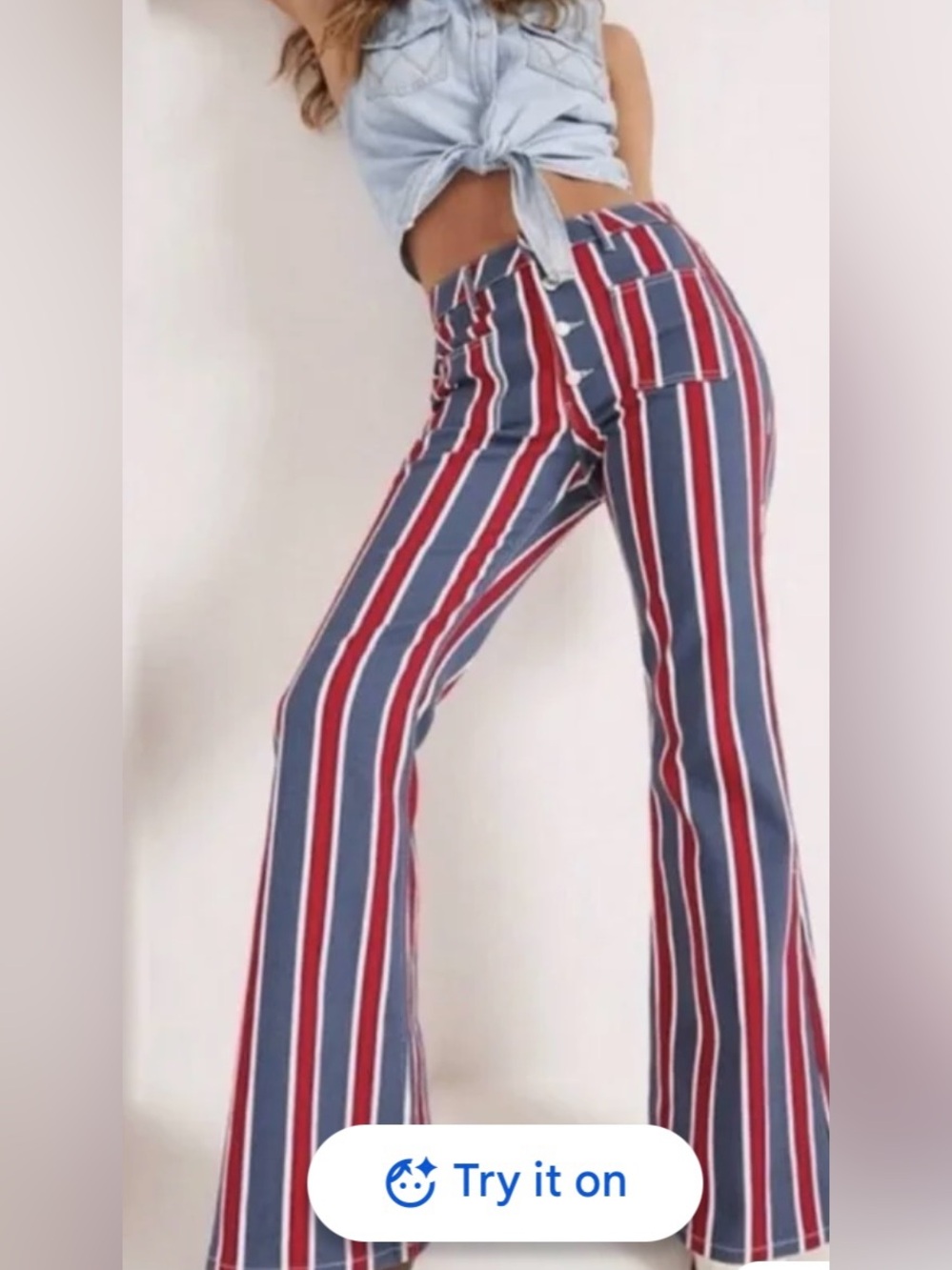 Wrangler Red, Blue & White Striped High-Rise Sailor Jeans